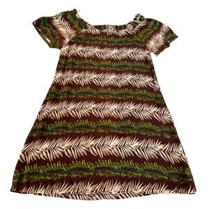 Hula Bay Women’s Dress Off the Shoulder Tropical Leaf Print Rayon SZ XL